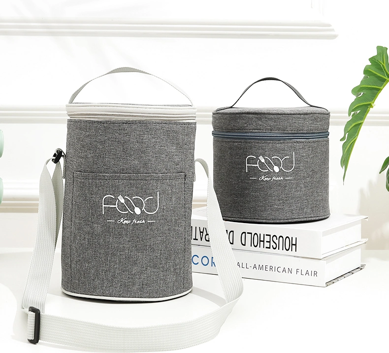 New Circular Insulated Cooler Box Aluminum Foil Portable Bento Bag Lunch Bag